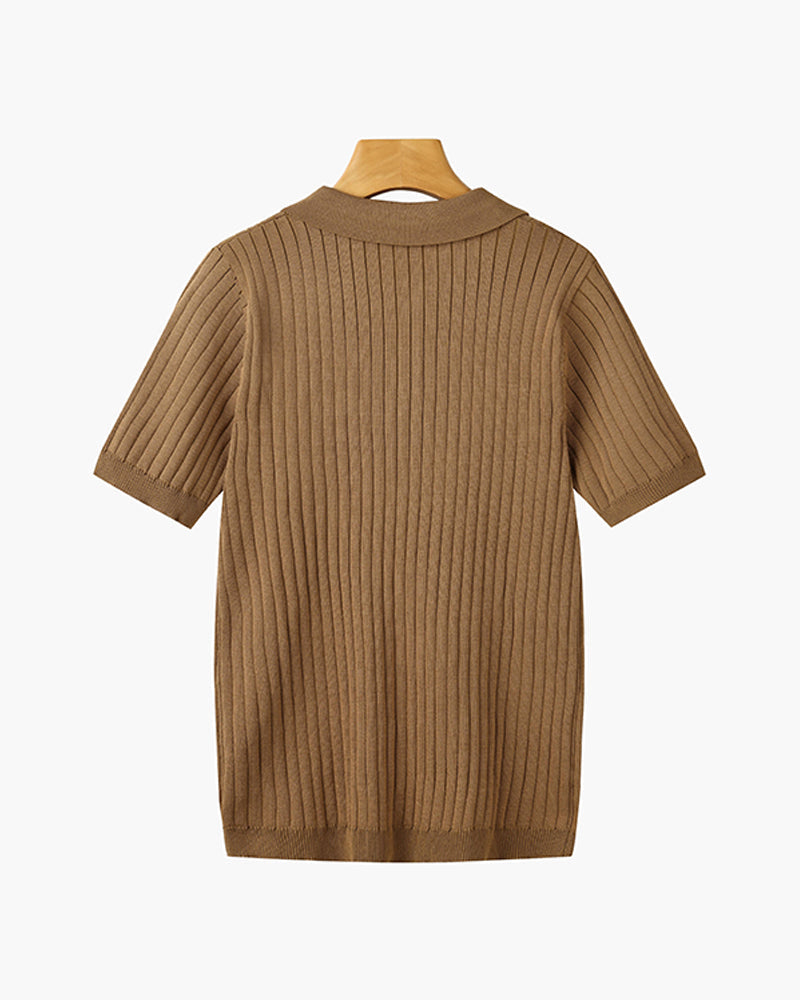Visconti Knitted Polo Shirt - Marrone