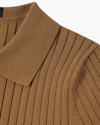 Visconti Knitted Polo Shirt - Marrone