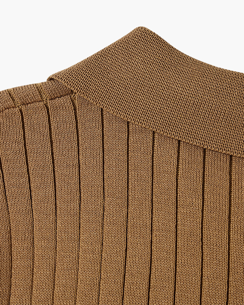 Visconti Knitted Polo Shirt - Marrone